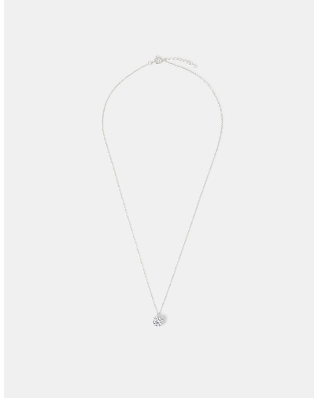 Accessorize White Sterling Round Cut Pendant Necklace