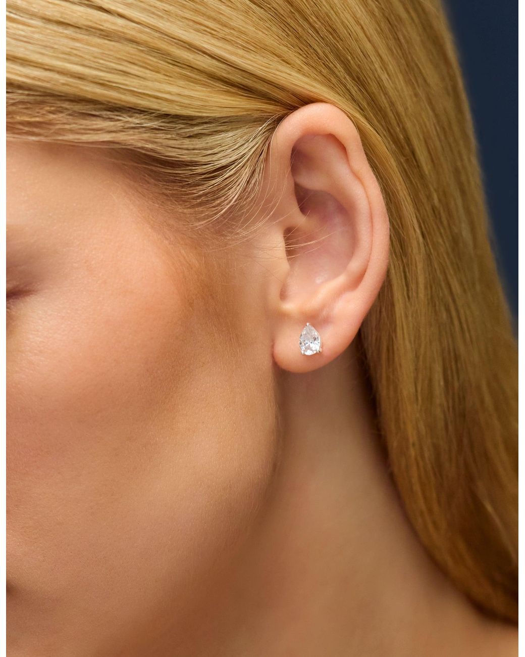 Accessorize White Sterling Pear Cut Stud Earrings