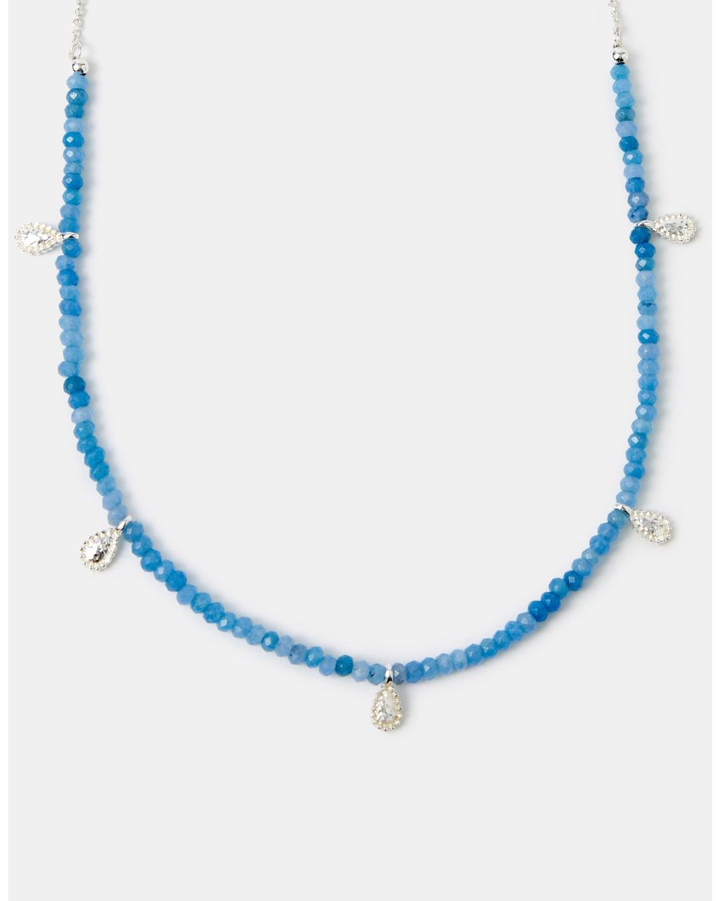 Accessorize Blue Sterling-Plated Teardrop Quartz Necklace