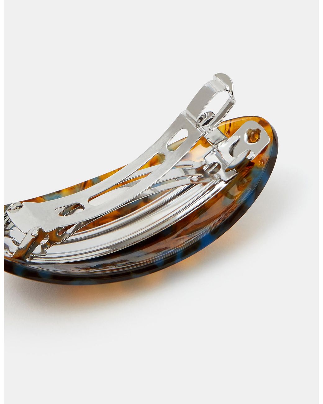 Accessorize White Tort Marbled Barrette Hair Clip