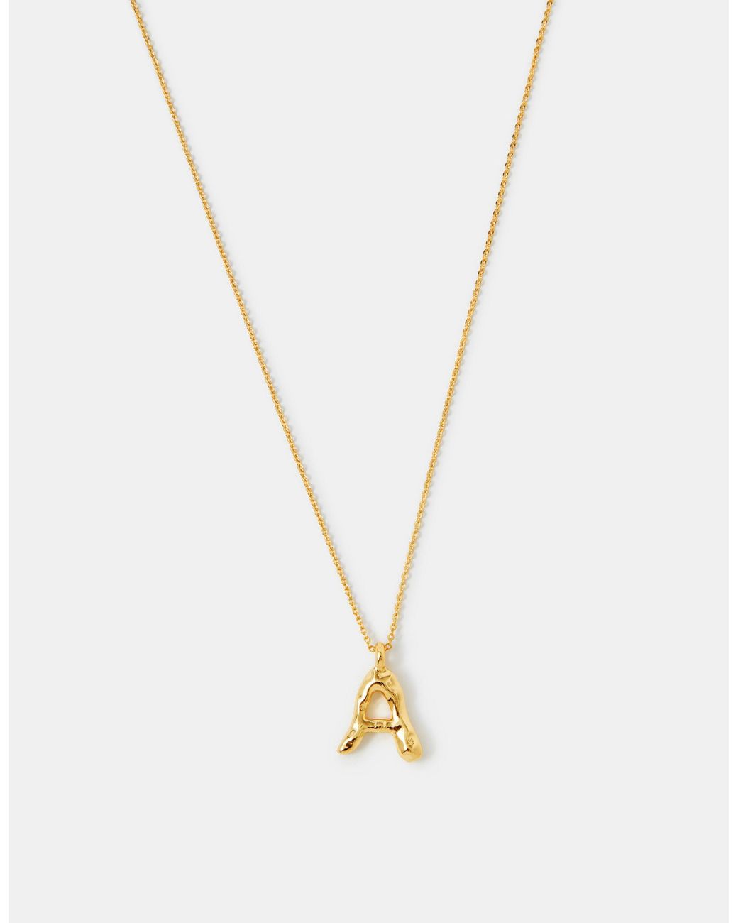 Accessorize White 14Ct-Plated Molten Initial Pendant Necklace