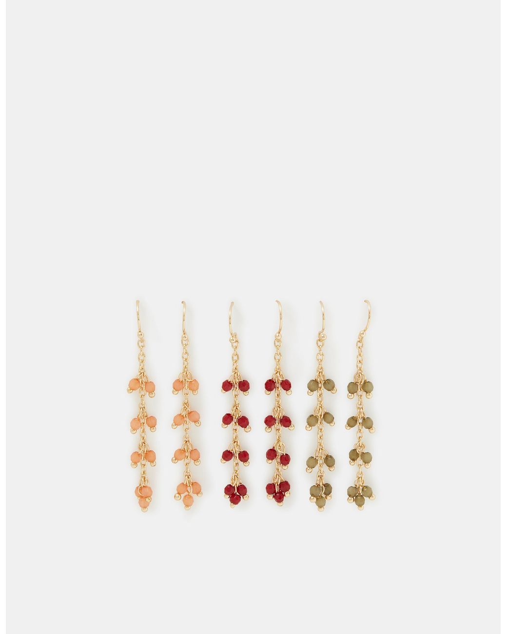 Accessorize White 3-Pack Beaded Drop Earrings