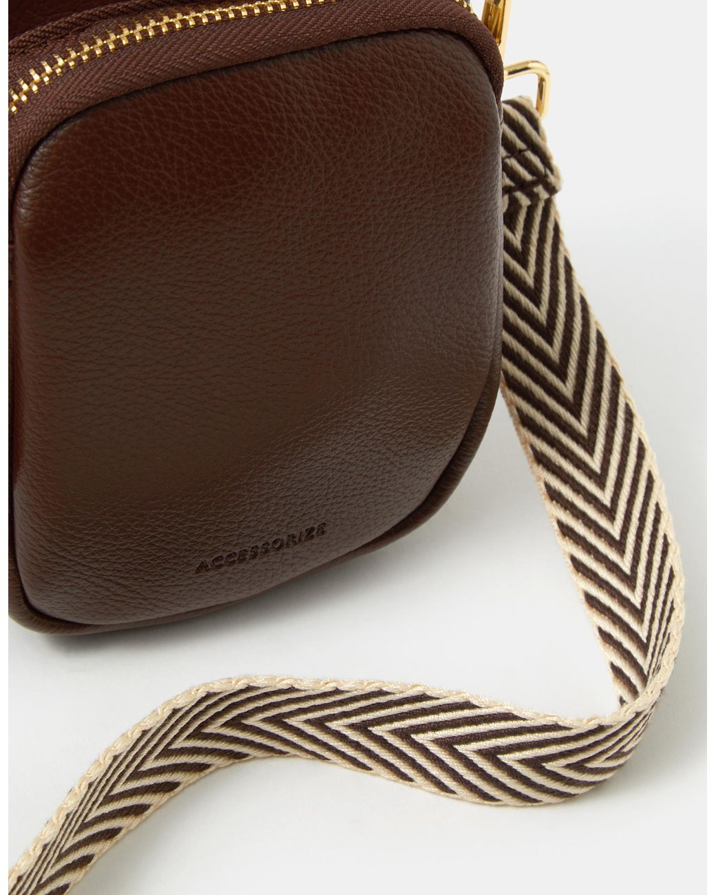 Accessorize Brown Webbing Strap Phone Bag