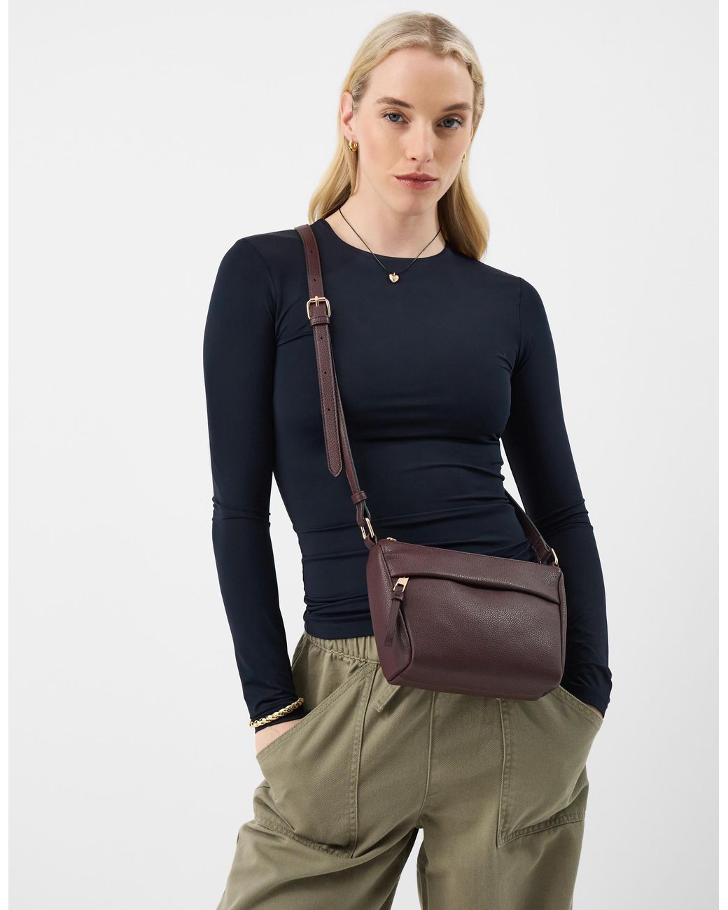 Accessorize Purple Zip Front Crossbody Bag