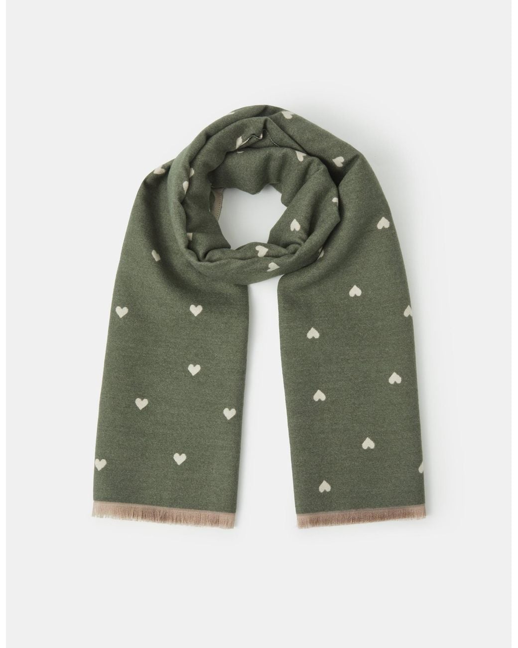 Accessorize Green Reversible Heart Print Blanket Scarf