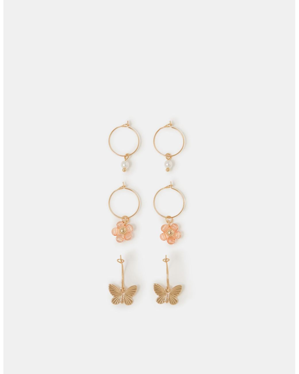 Accessorize Natural 3-Pack Charm Hoop Earrings