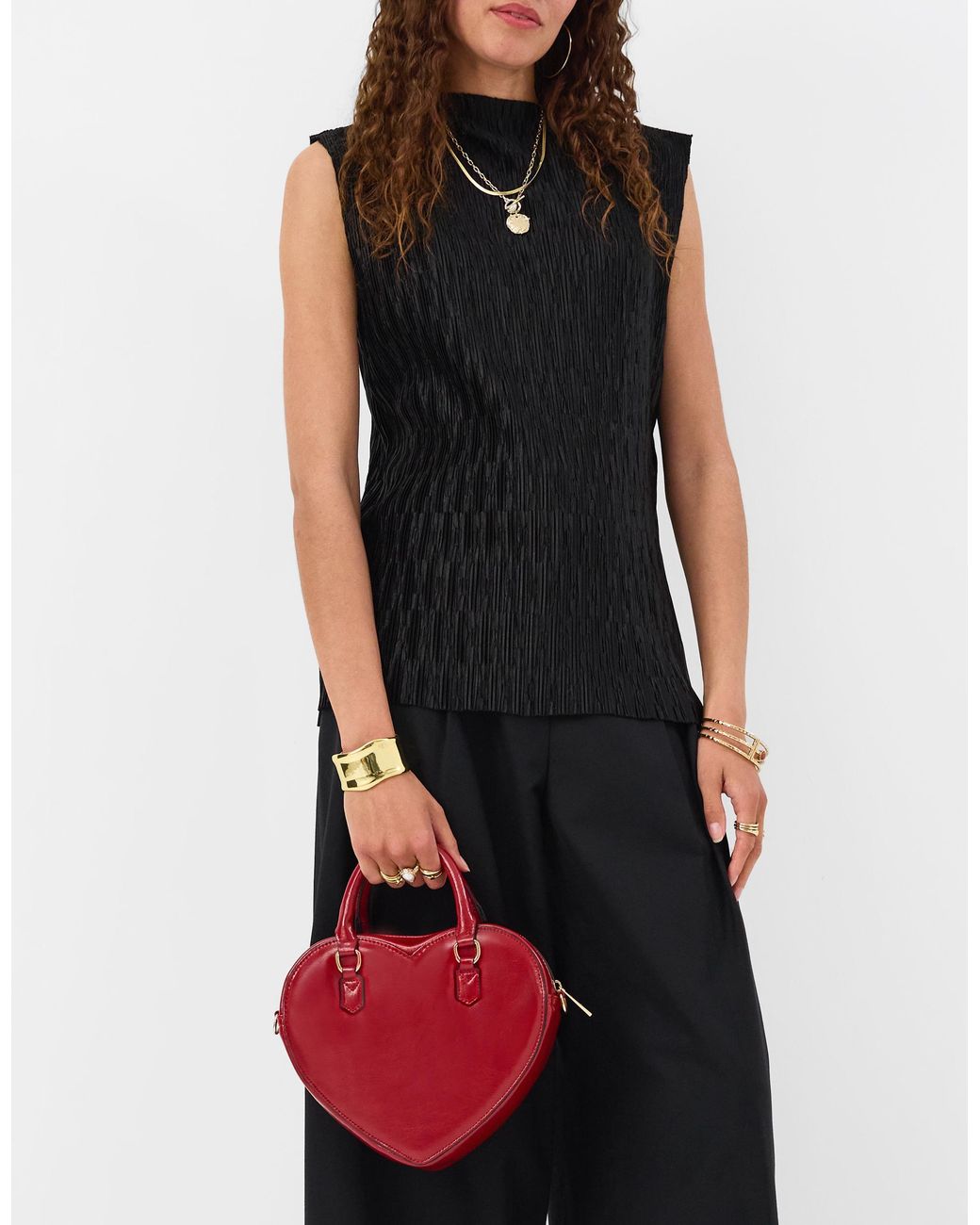 Accessorize Red Patent Faux Leather Heart Crossbody Bag