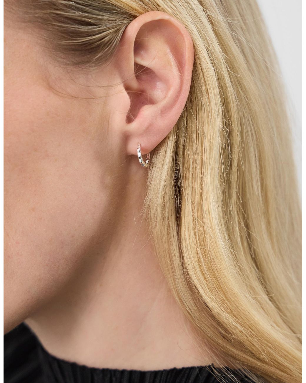 Accessorize White Sterling Bamboo Hoop Earrings