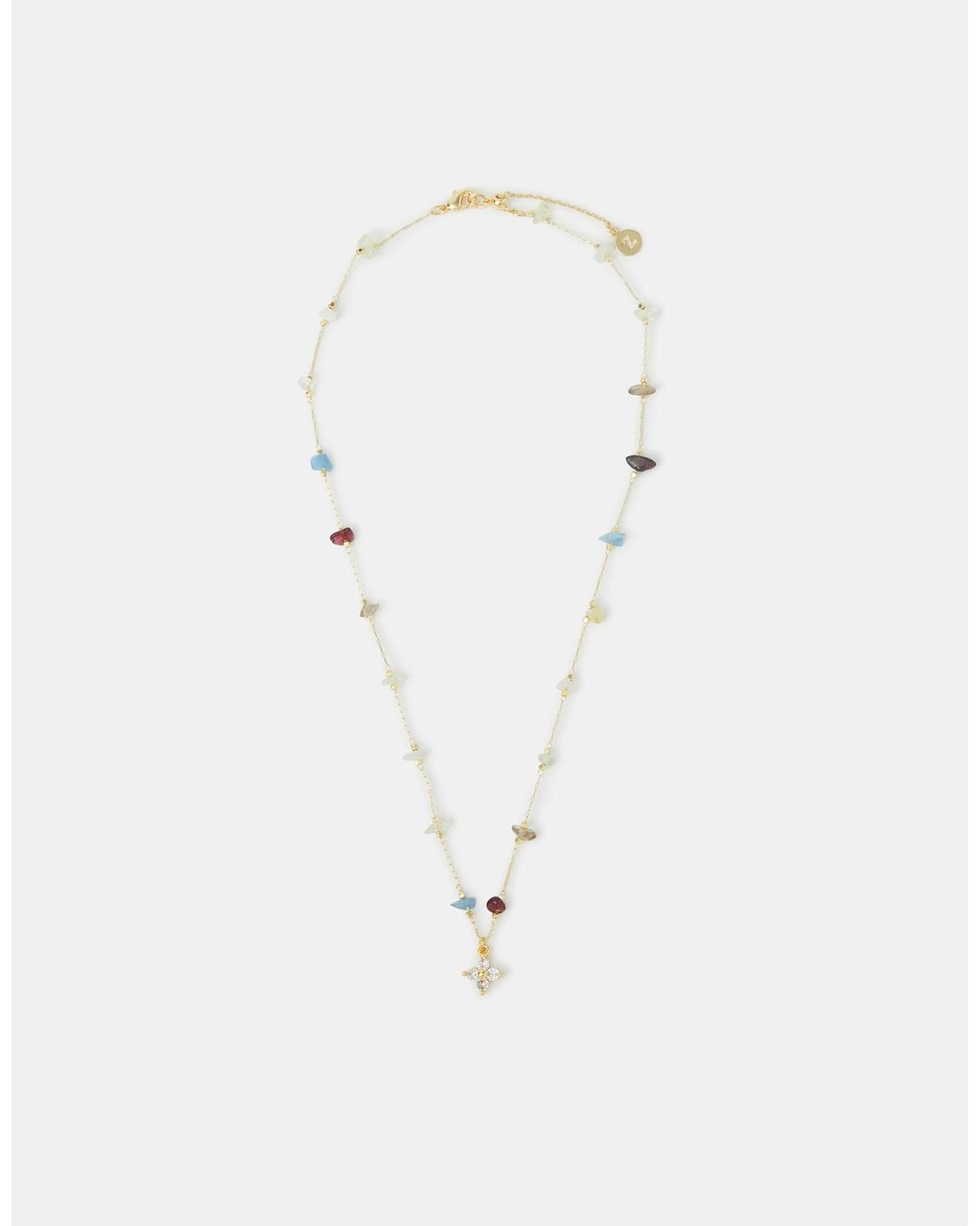 Accessorize White 14Ct-Plated Semi-Precious Station Pendant Necklace