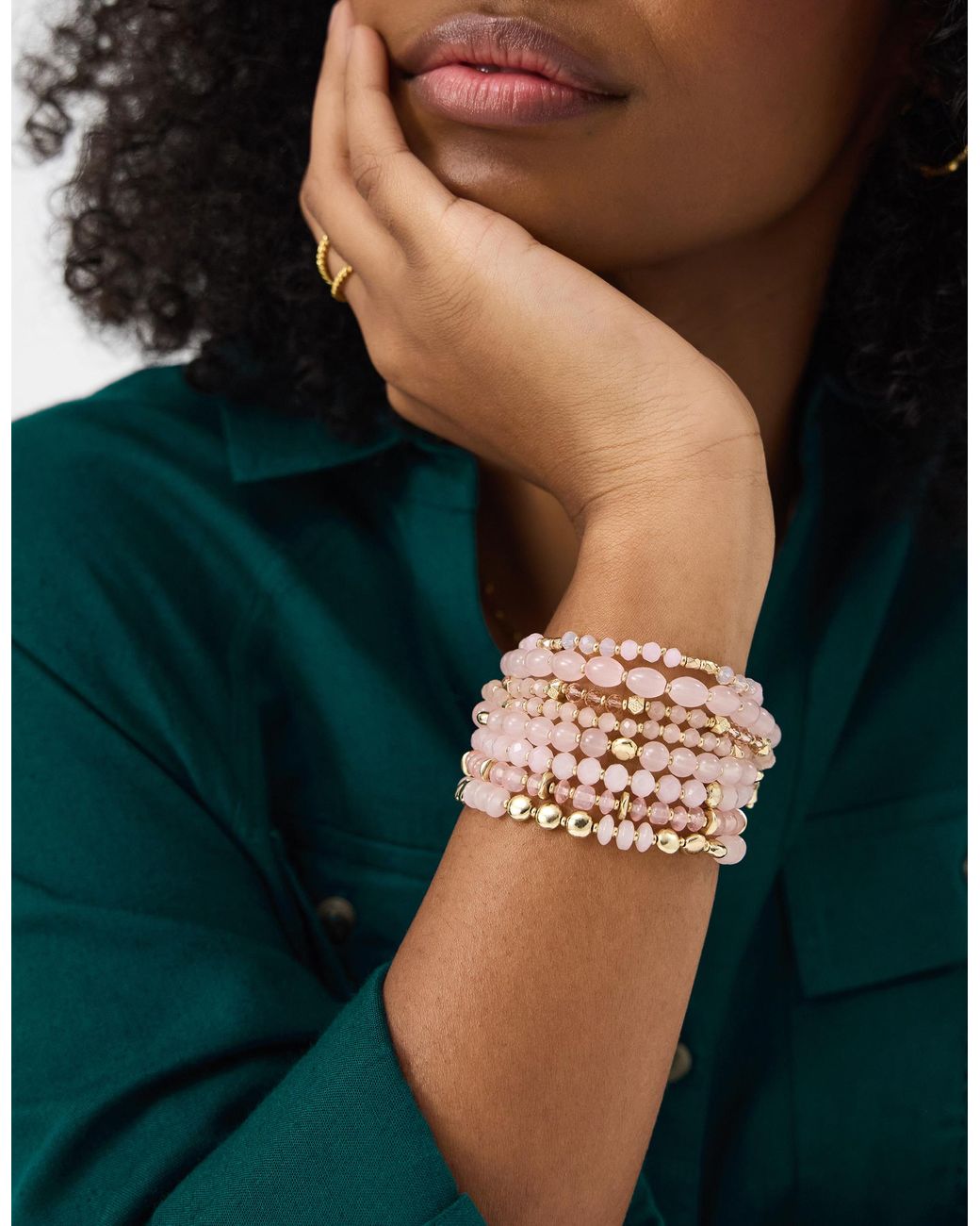 Accessorize Pink 6-Pack Bead Stretch Bracelets
