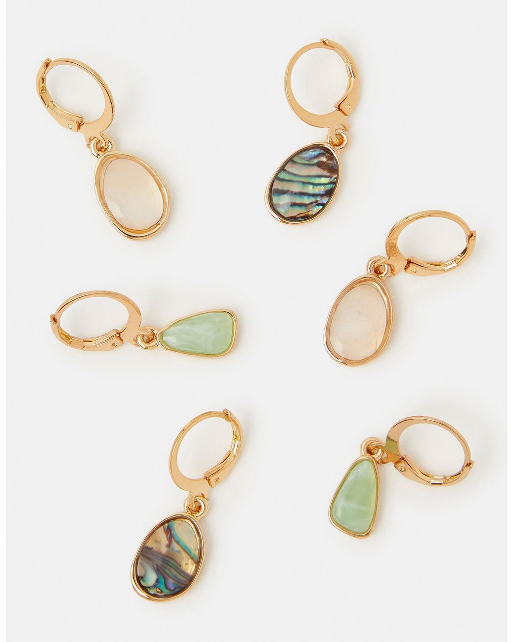 Accessorize White 3-Pack Mini Stone Drop Hoop Earrings