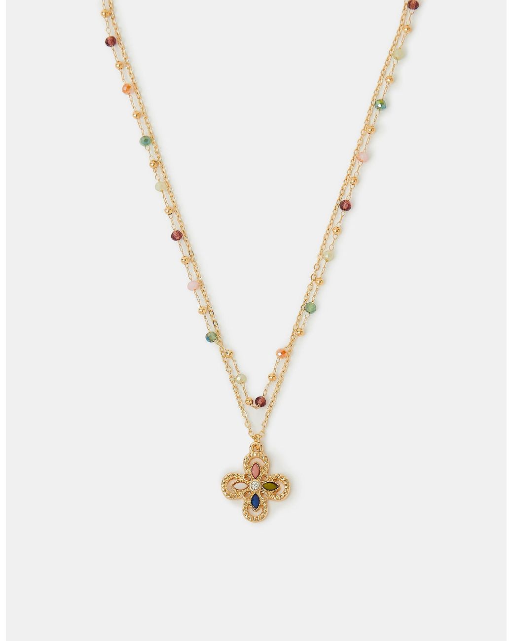 Accessorize White 2-Pack Beaded Clover Pendant Necklaces