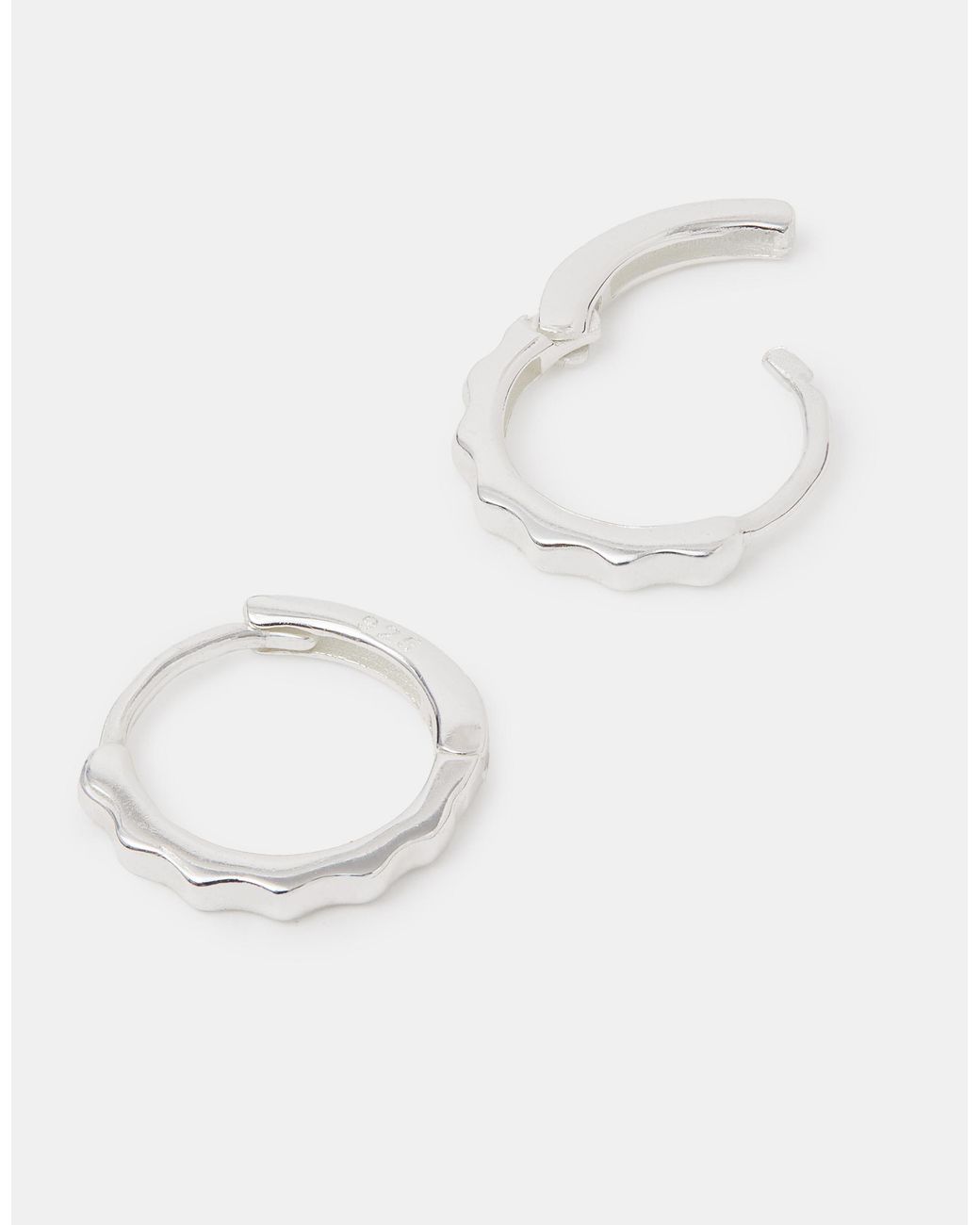 Accessorize White Sterling Bamboo Hoop Earrings