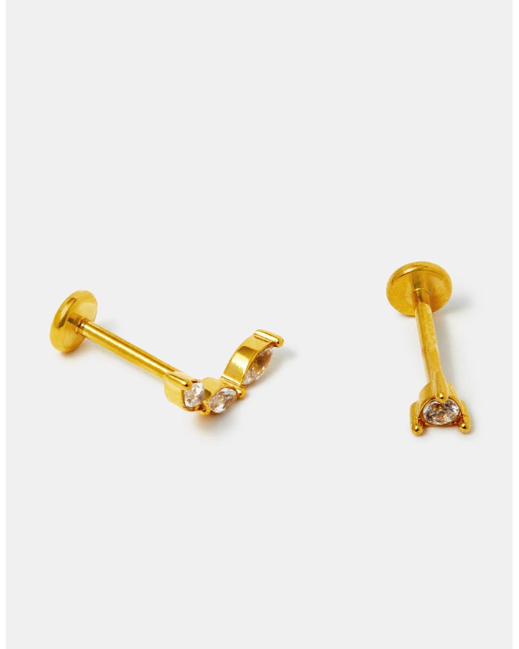 Accessorize Natural 2-Pack 14Ct-Plated Surgical Steel Diamanté Flatback Earrings