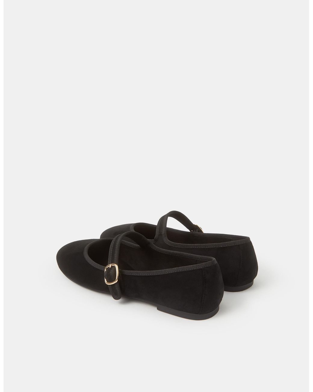 Accessorize Black Faux Suede Mary Jane Ballet Flats