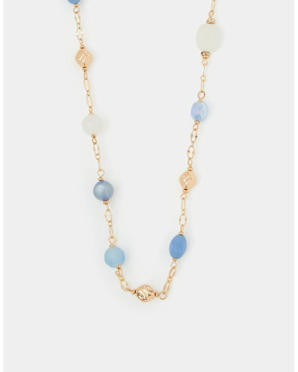 Accessorize White Long Beaded Station Necklace
