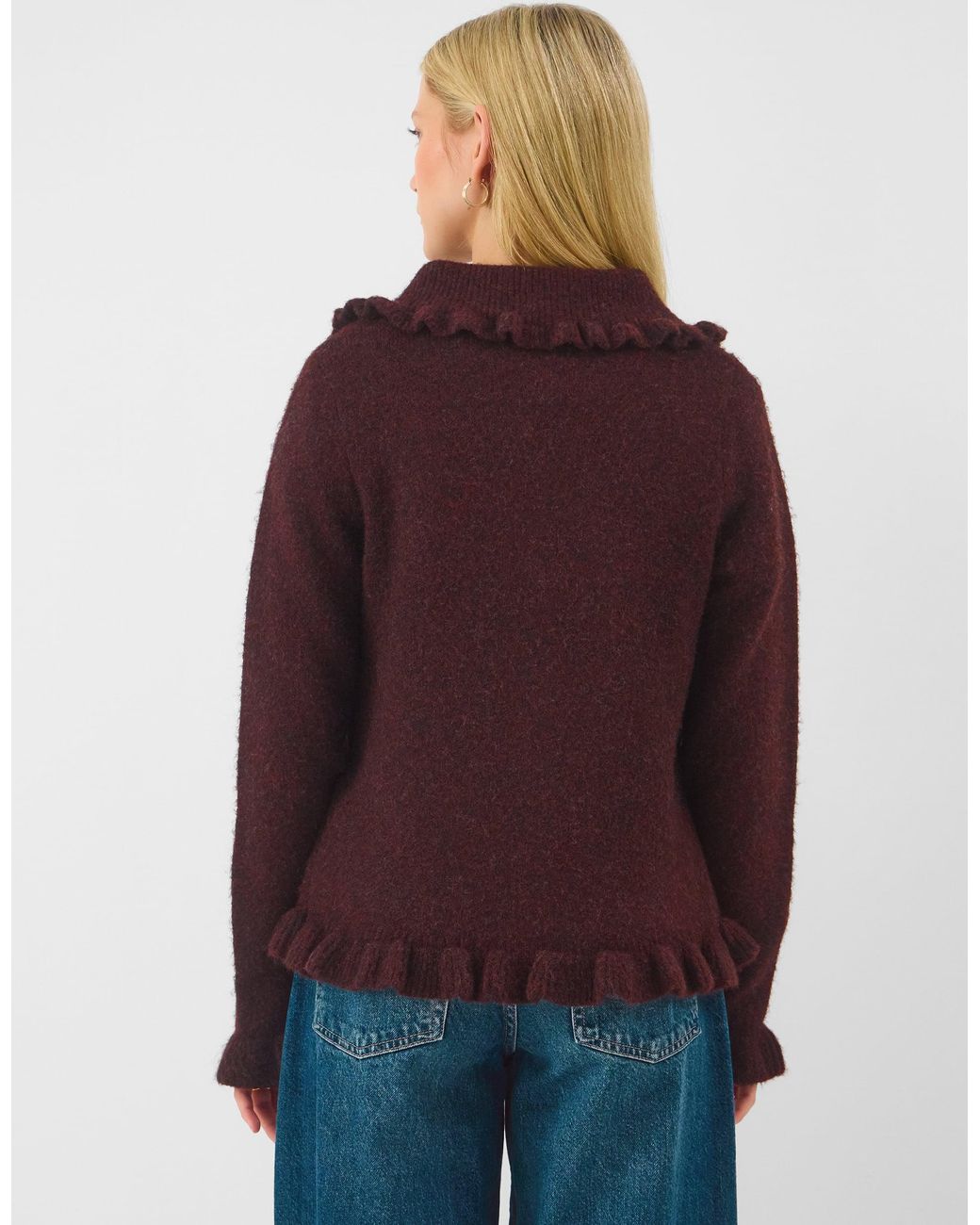 Accessorize Purple Ruffle Collar Cardigan
