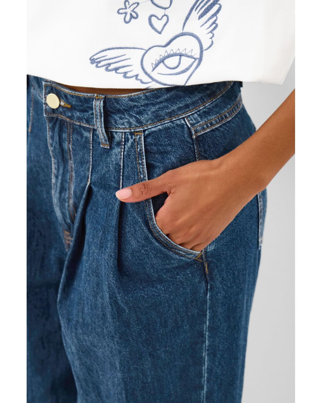 Accessorize Blue Pleat Waist Wide Leg Jeans