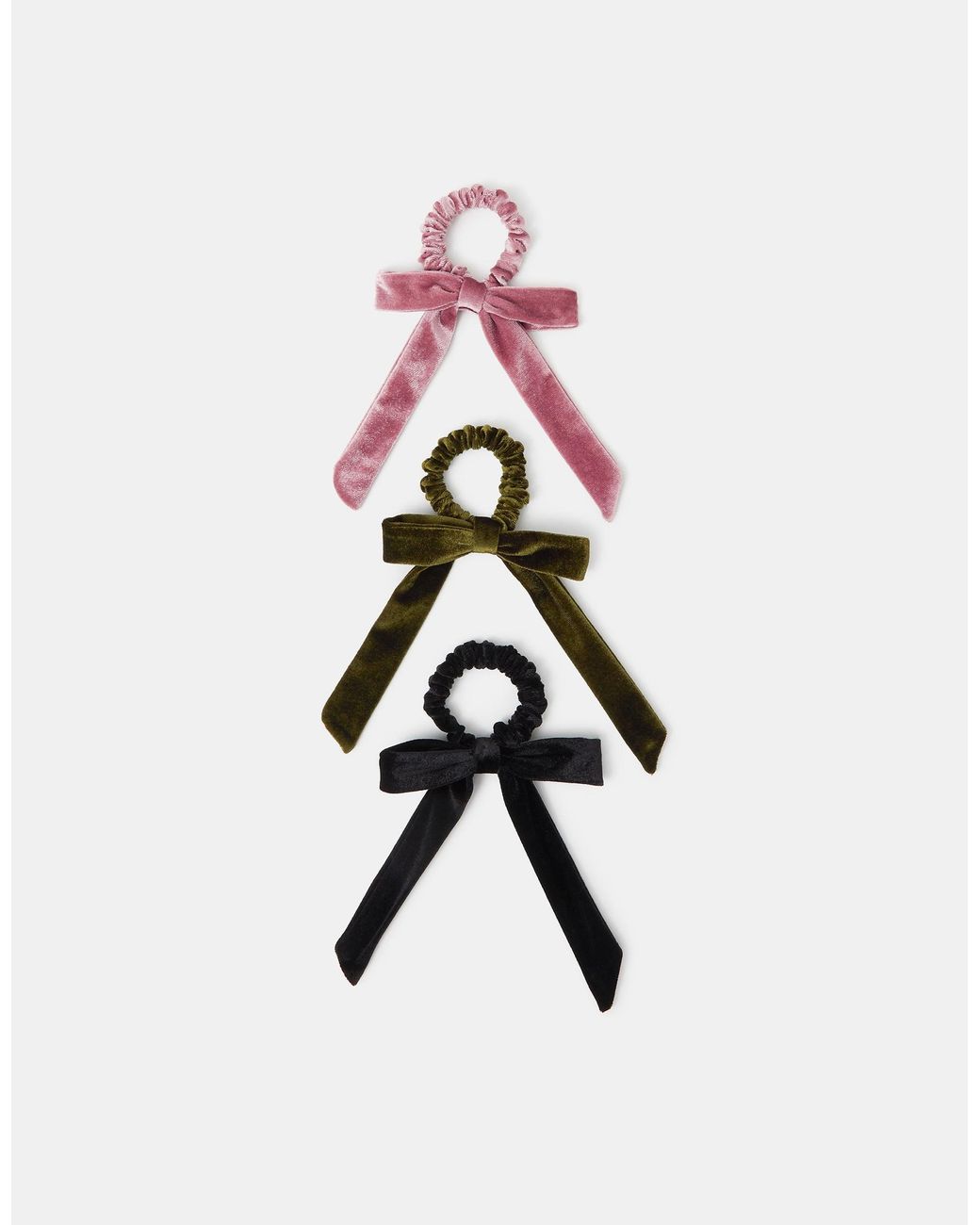 Accessorize Black 3-Pack Bow Velvet Hair Scrunchies