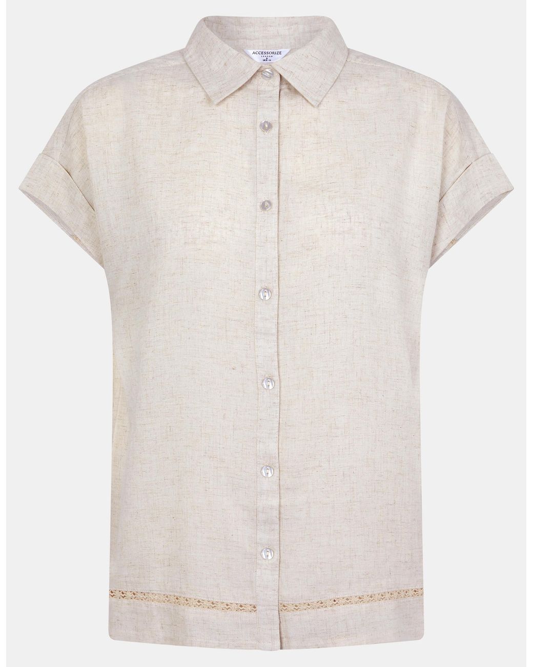 Accessorize Black Lace Trim Linen Shirt
