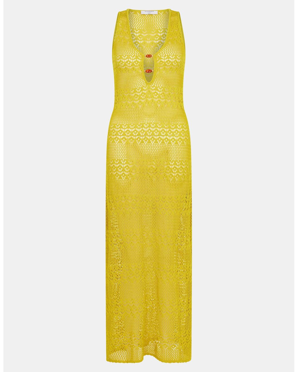 Accessorize Yellow Knitted Sleeveless Maxi Dress