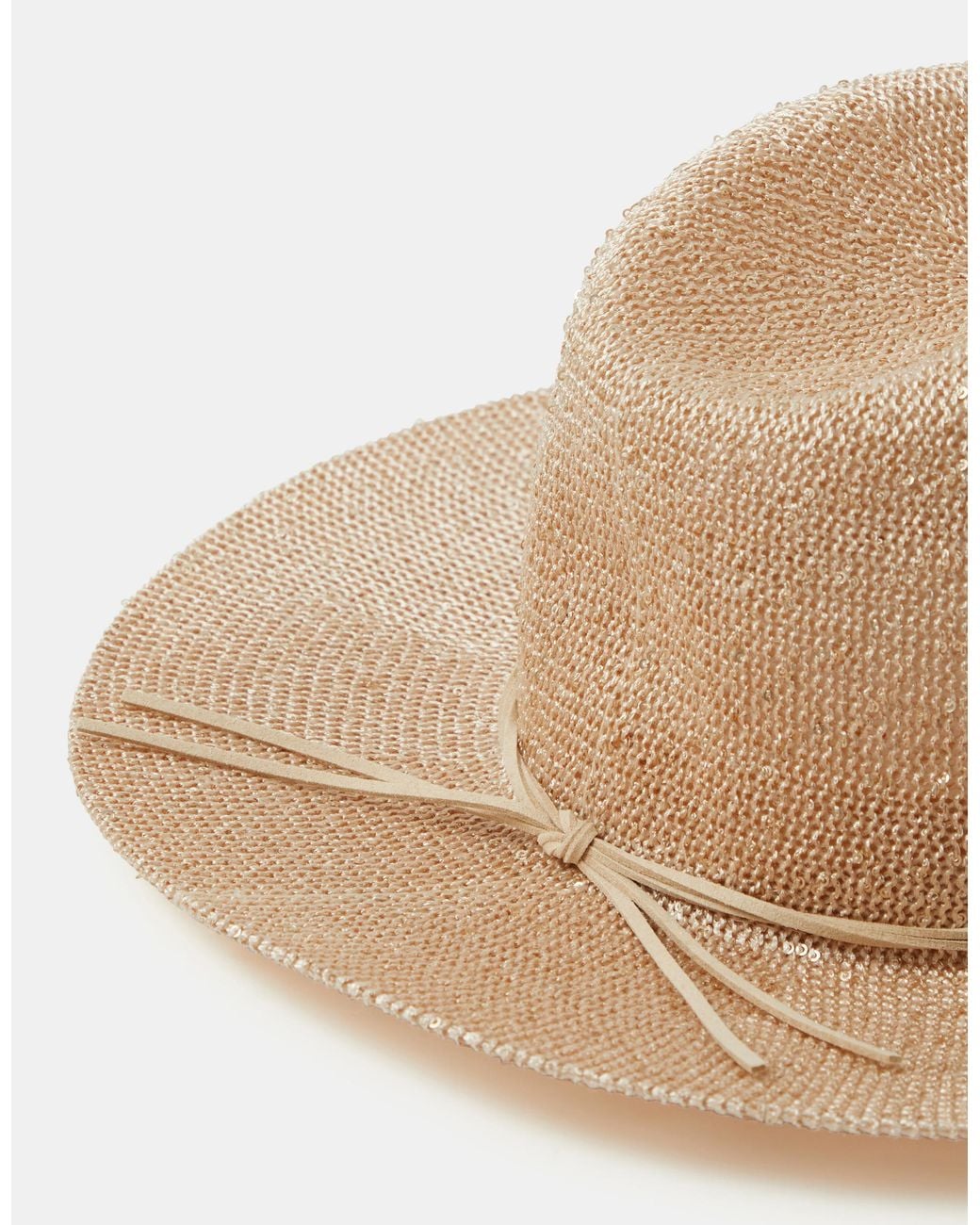 Accessorize Natural Sequin Embellished Fedora Hat