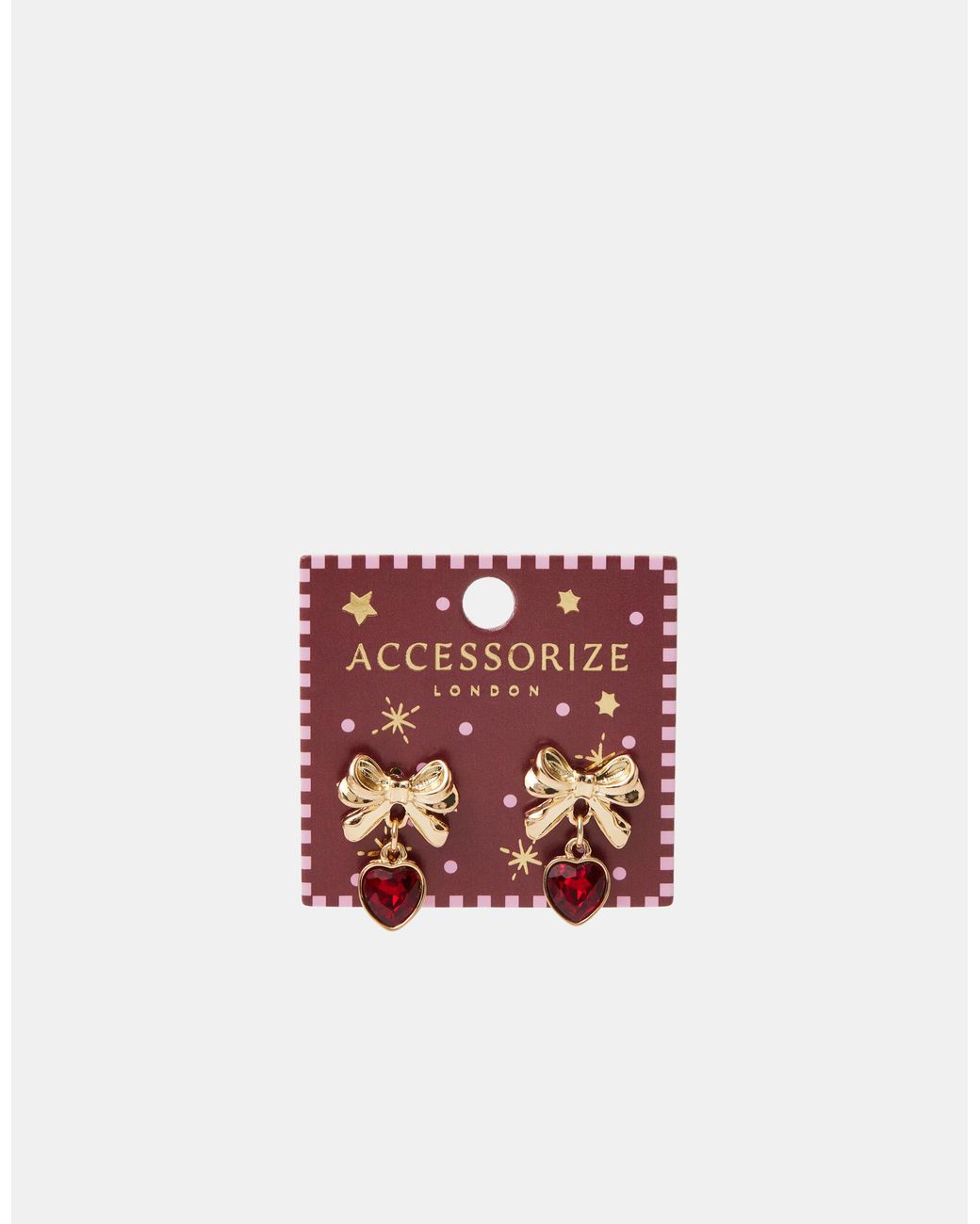 Accessorize White Bow Gem Heart Drop Earrings