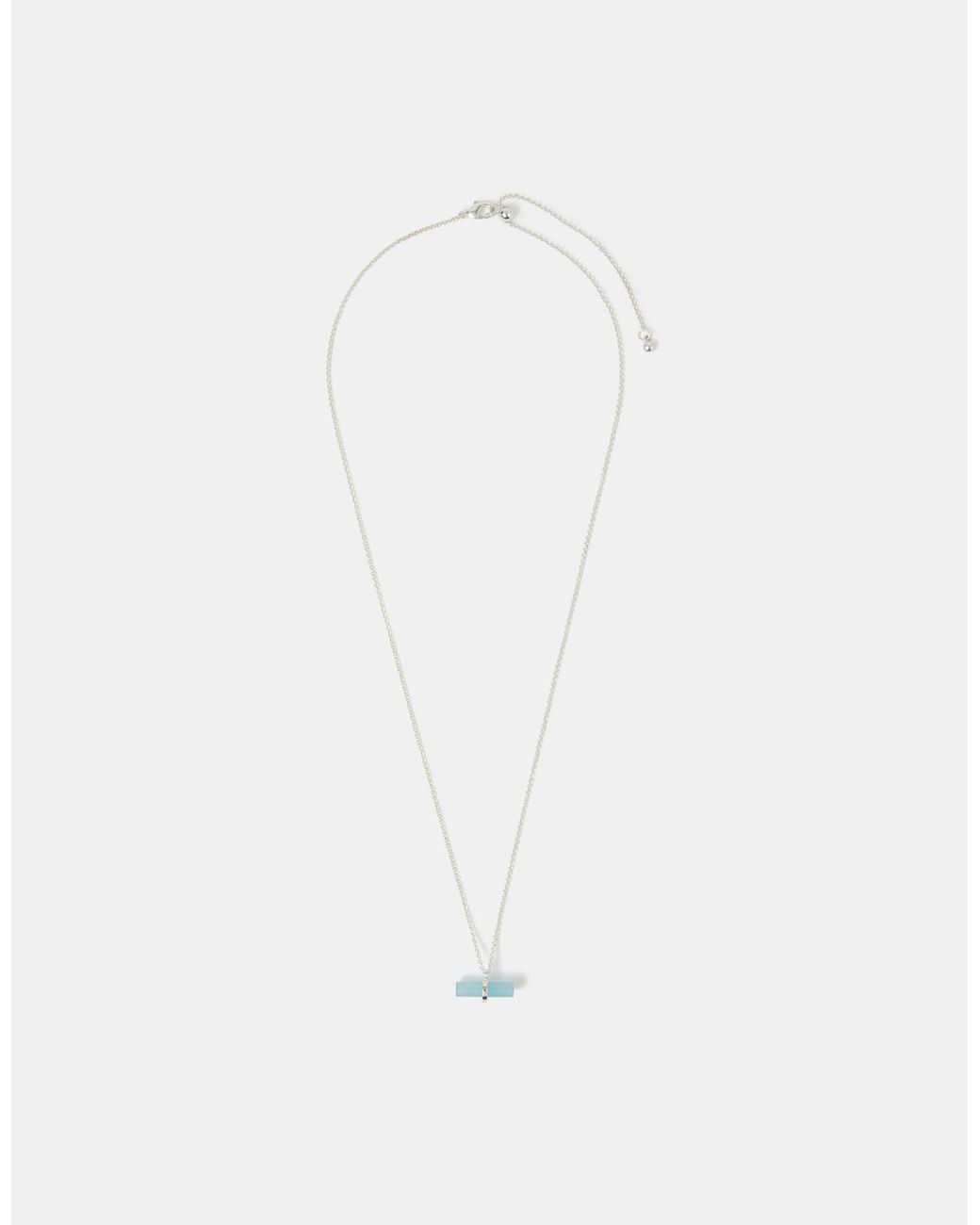 Accessorize White Sterling-Plated Quartz T-Bar Pendant Necklace