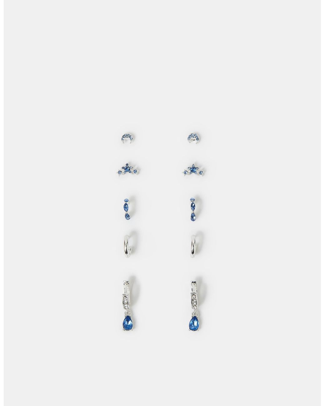 Accessorize White 5-Pack Diamanté Gem Stud & Hoop Earrings