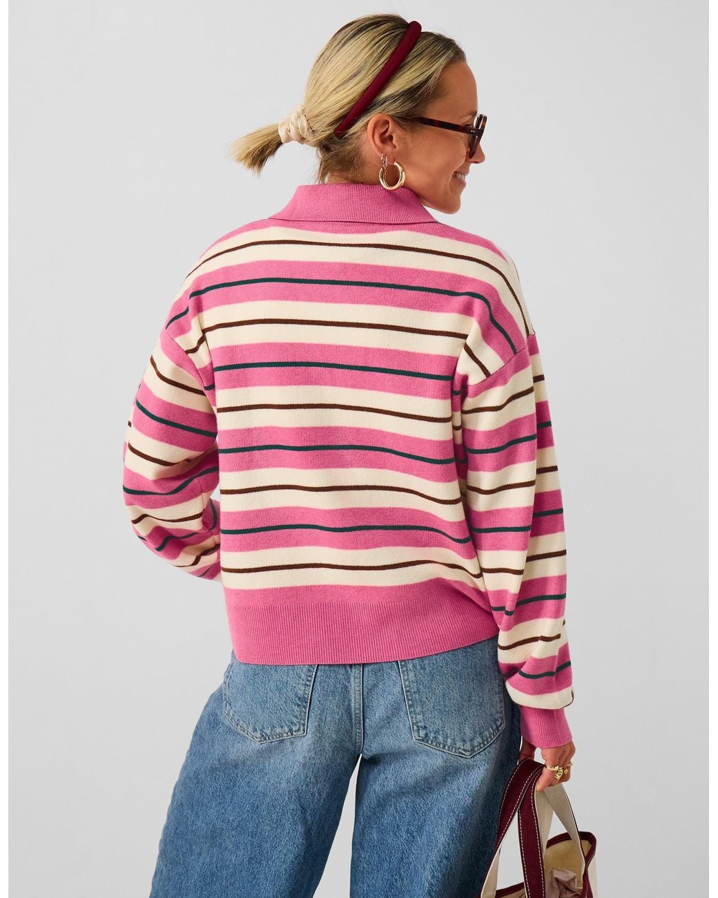 Accessorize Red X Good Manners Stripe Collar Cardigan
