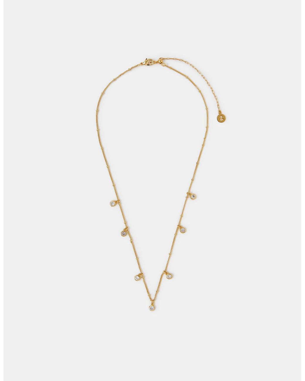Accessorize White 14Ct-Plated Stone Station Necklace