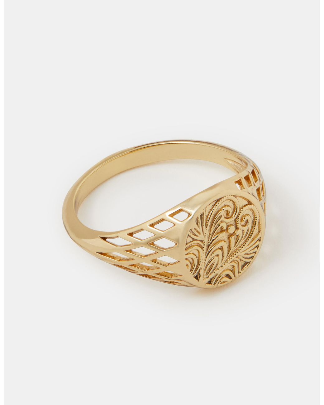 Accessorize Metallic 14Ct-Plated Filigree Signet Ring