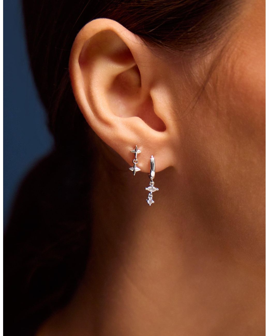 Accessorize White 4-Pack Sterling-Plated Celestial Stud & Hoop Earrings