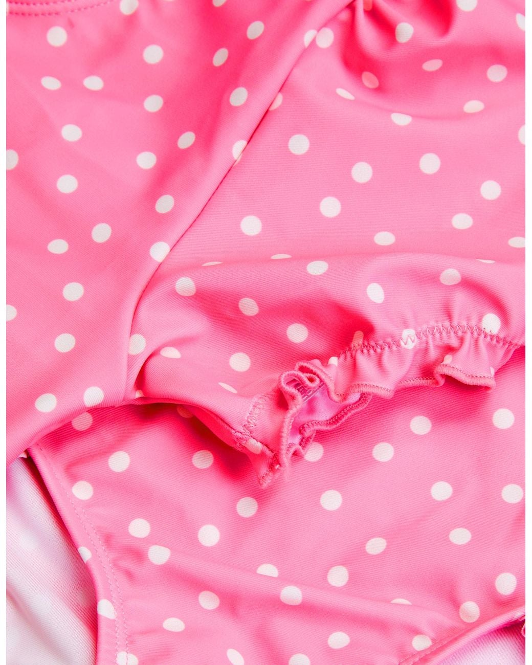 Accessorize Pink Puff Sleeve Polka Dot Swim Set