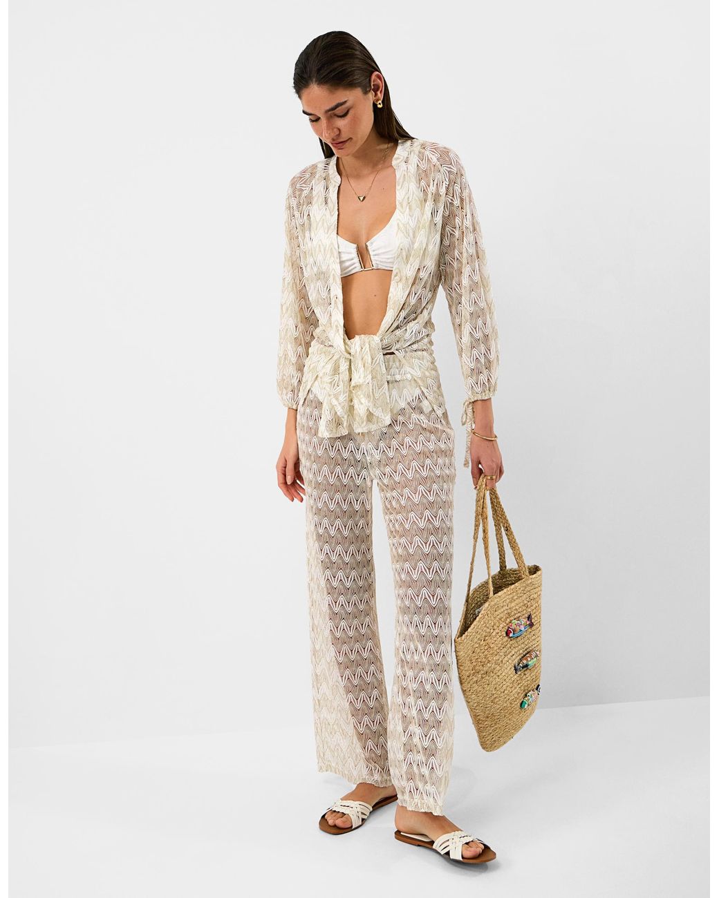 Accessorize White Crochet Beach Shirt