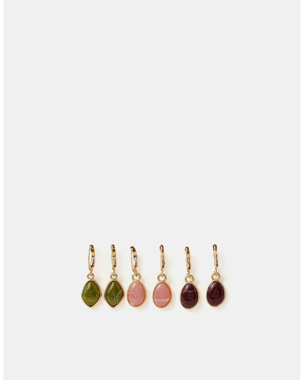 Accessorize Natural 3-Pack Mini Resin Drop Hoop Earrings