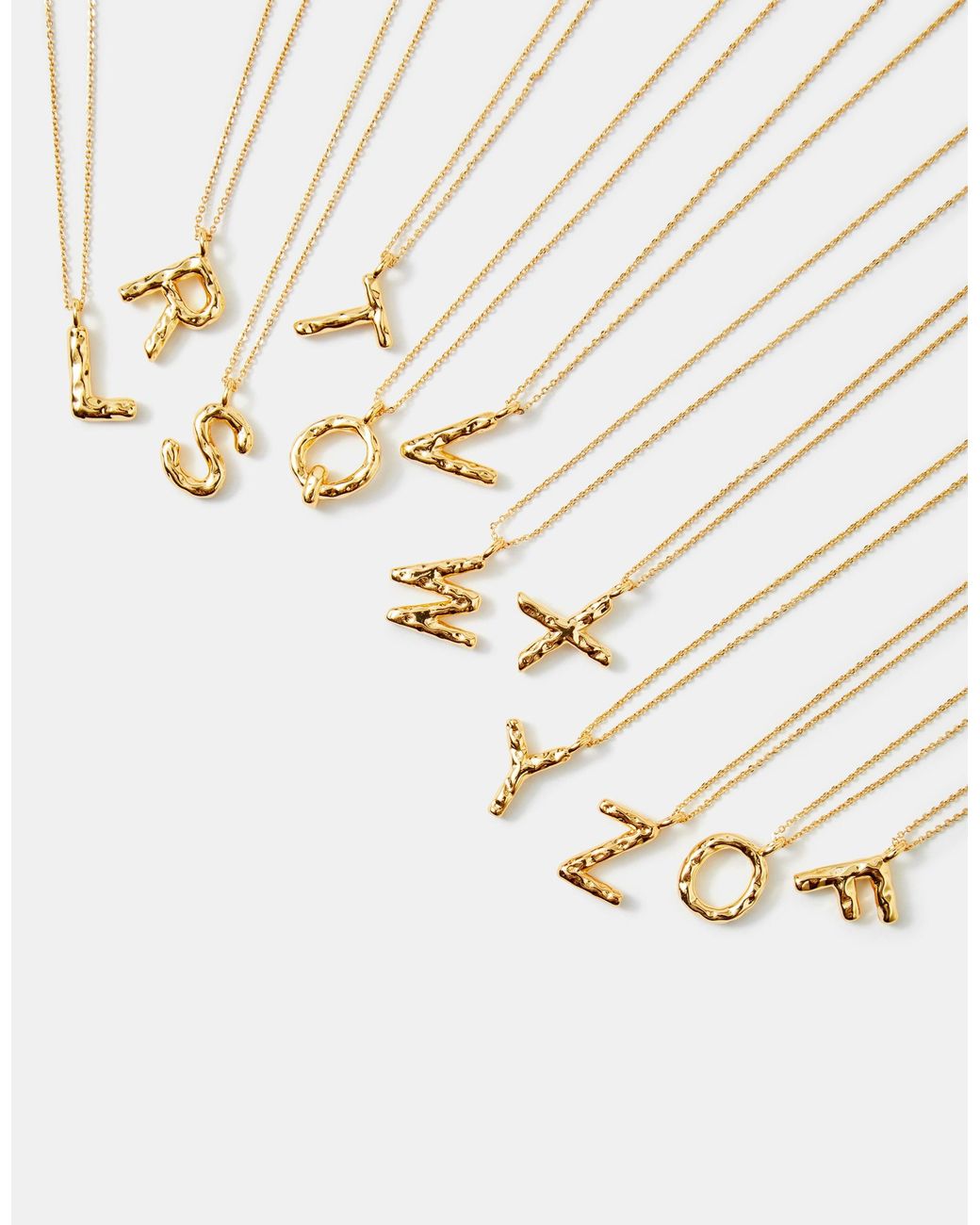 Accessorize White 14Ct-Plated Molten Initial Pendant Necklace