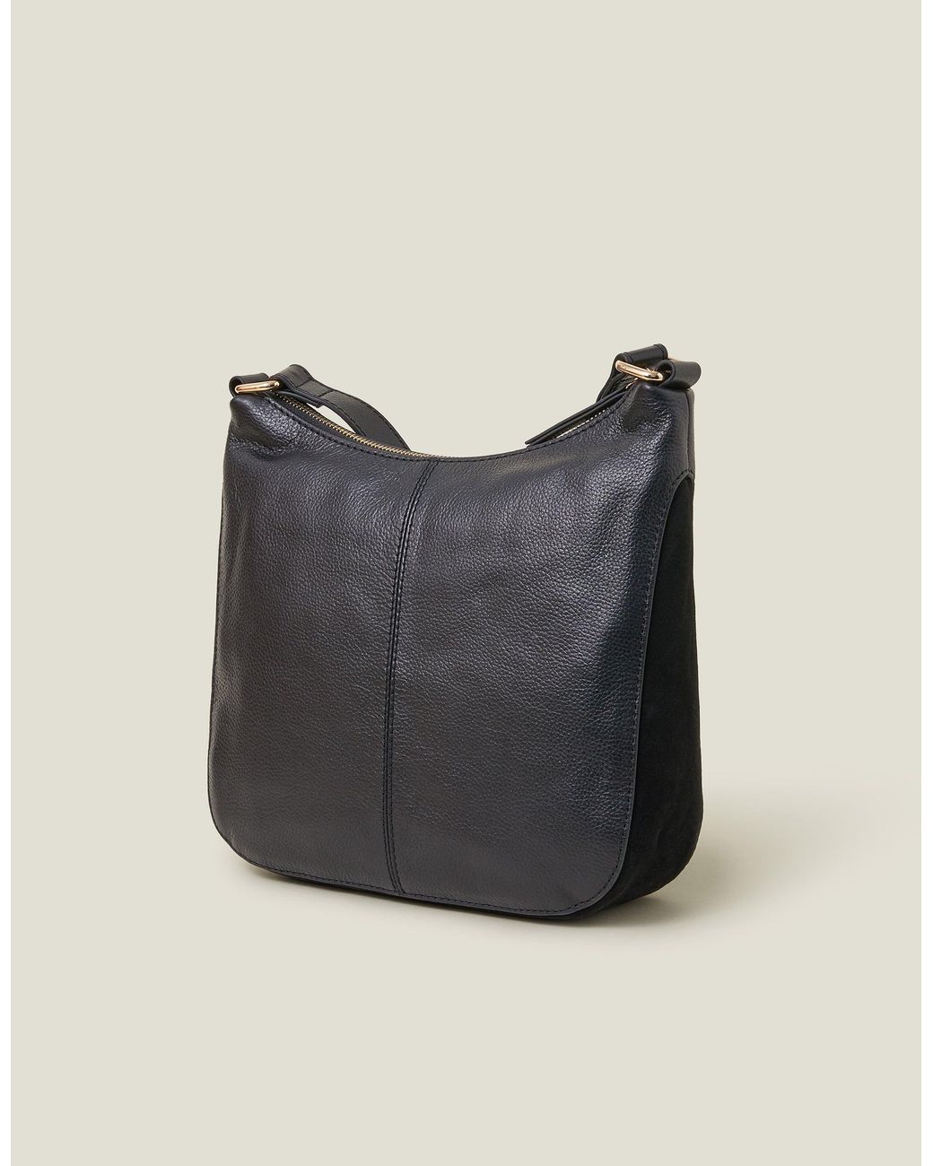 Accessorize Black Leather Messenger Cross-Body Bag