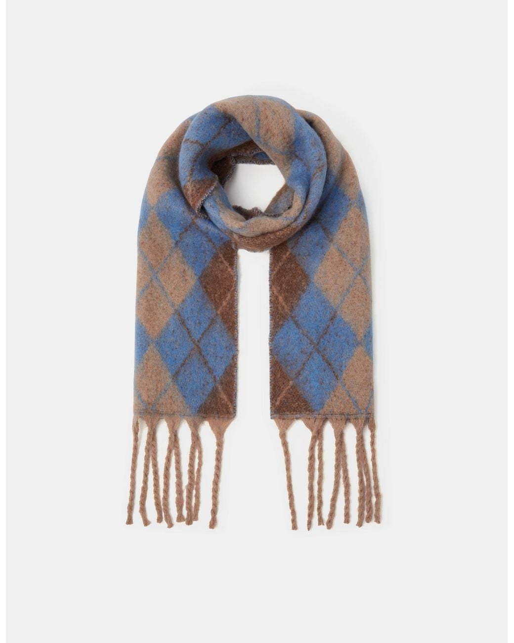 Accessorize Blue Super Soft Argyle Print Knitted Scarf
