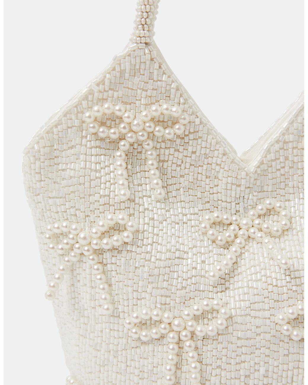 Accessorize White Pearl Bow Beaded Bridal Bag
