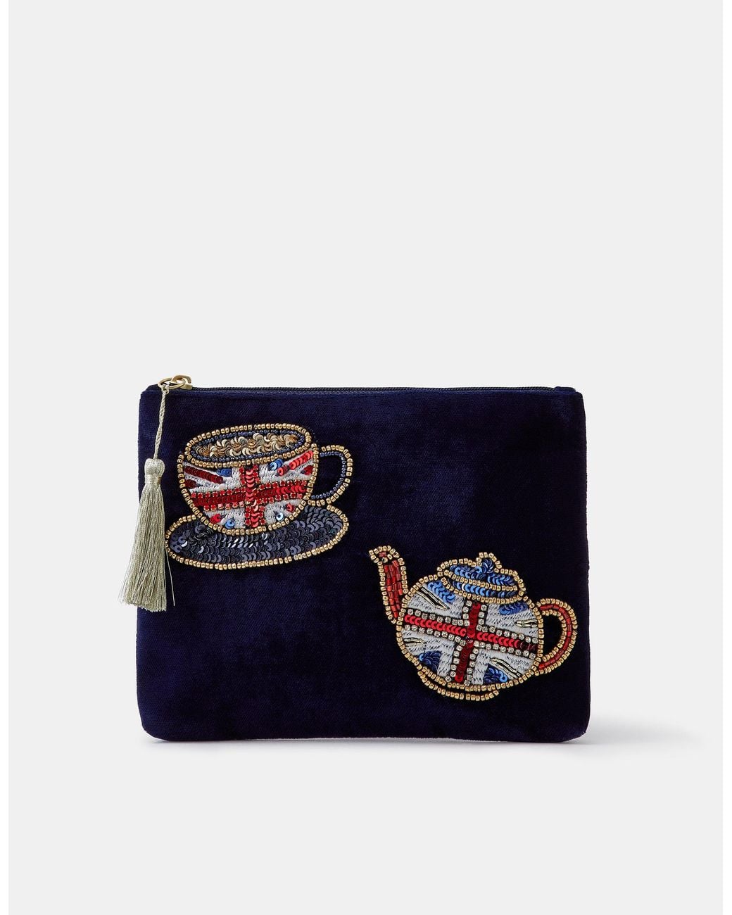 Accessorize Blue London Tea Velvet Pouch