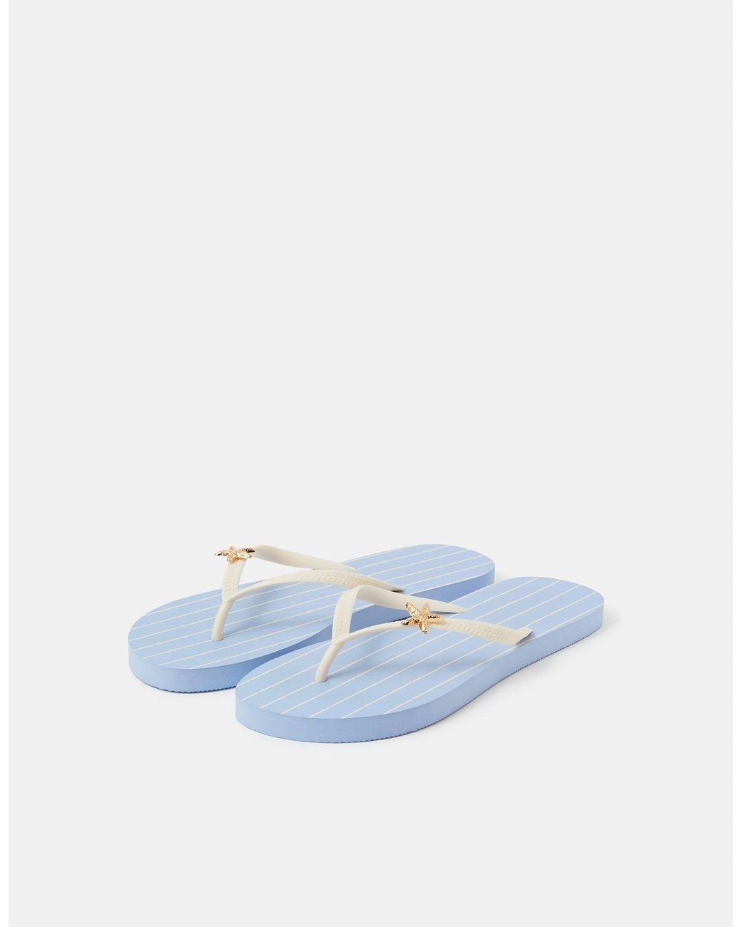 Accessorize Blue Stripe Starfish Flip Flops