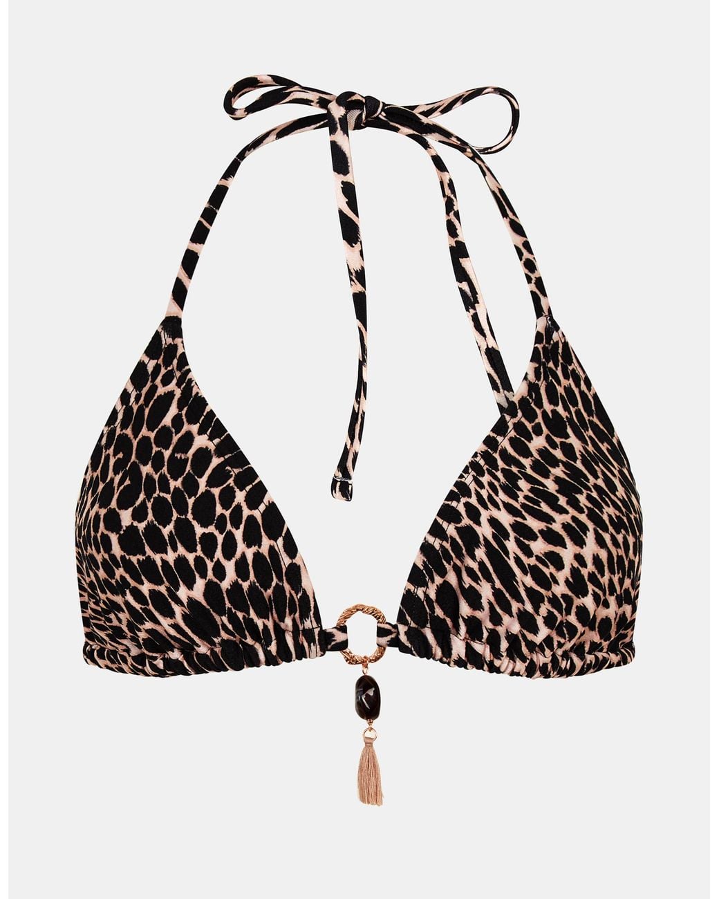 Accessorize Black Print Triangle Bikini Top