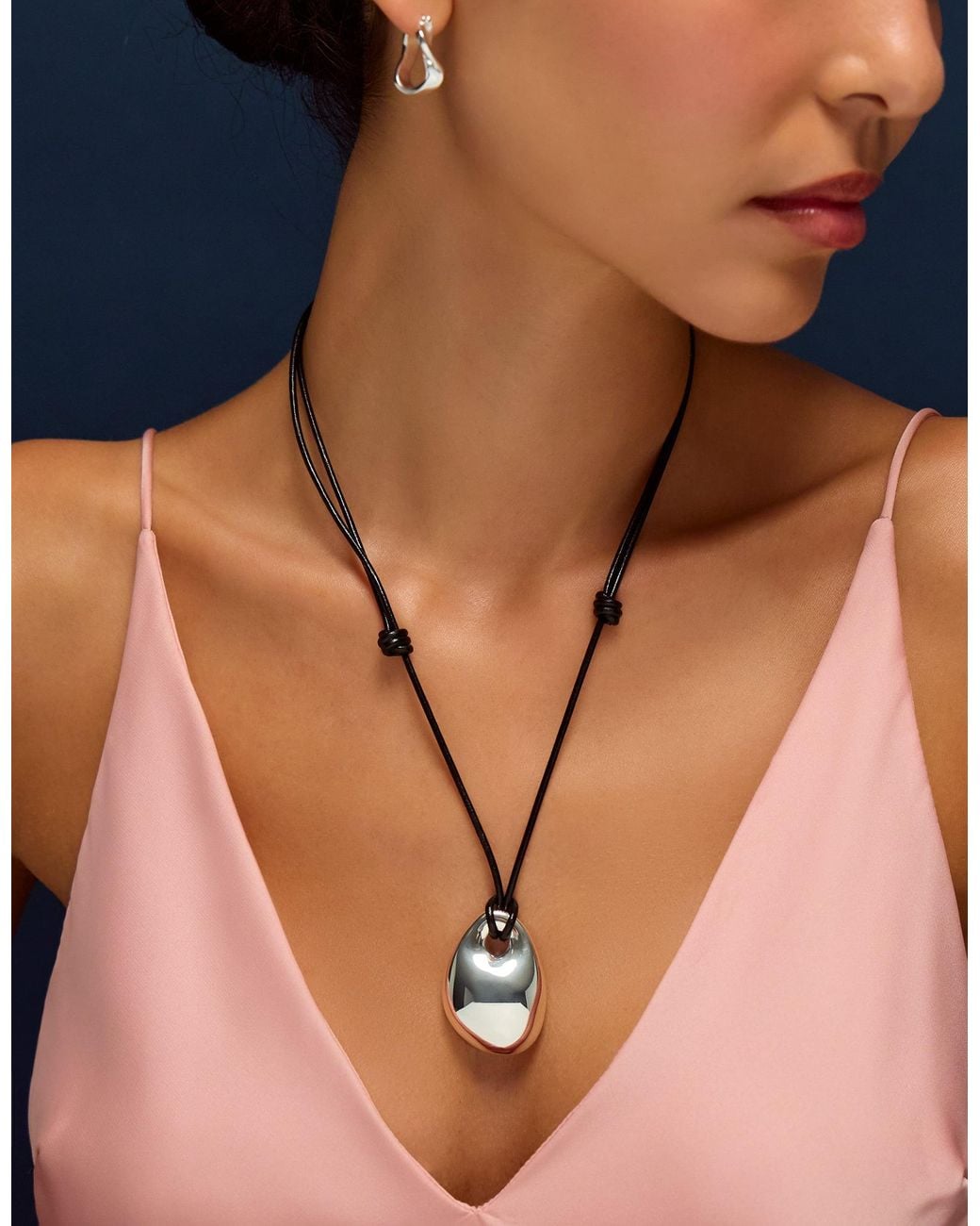 Accessorize White Sterling-Plated Leather Cord Pendant Necklace