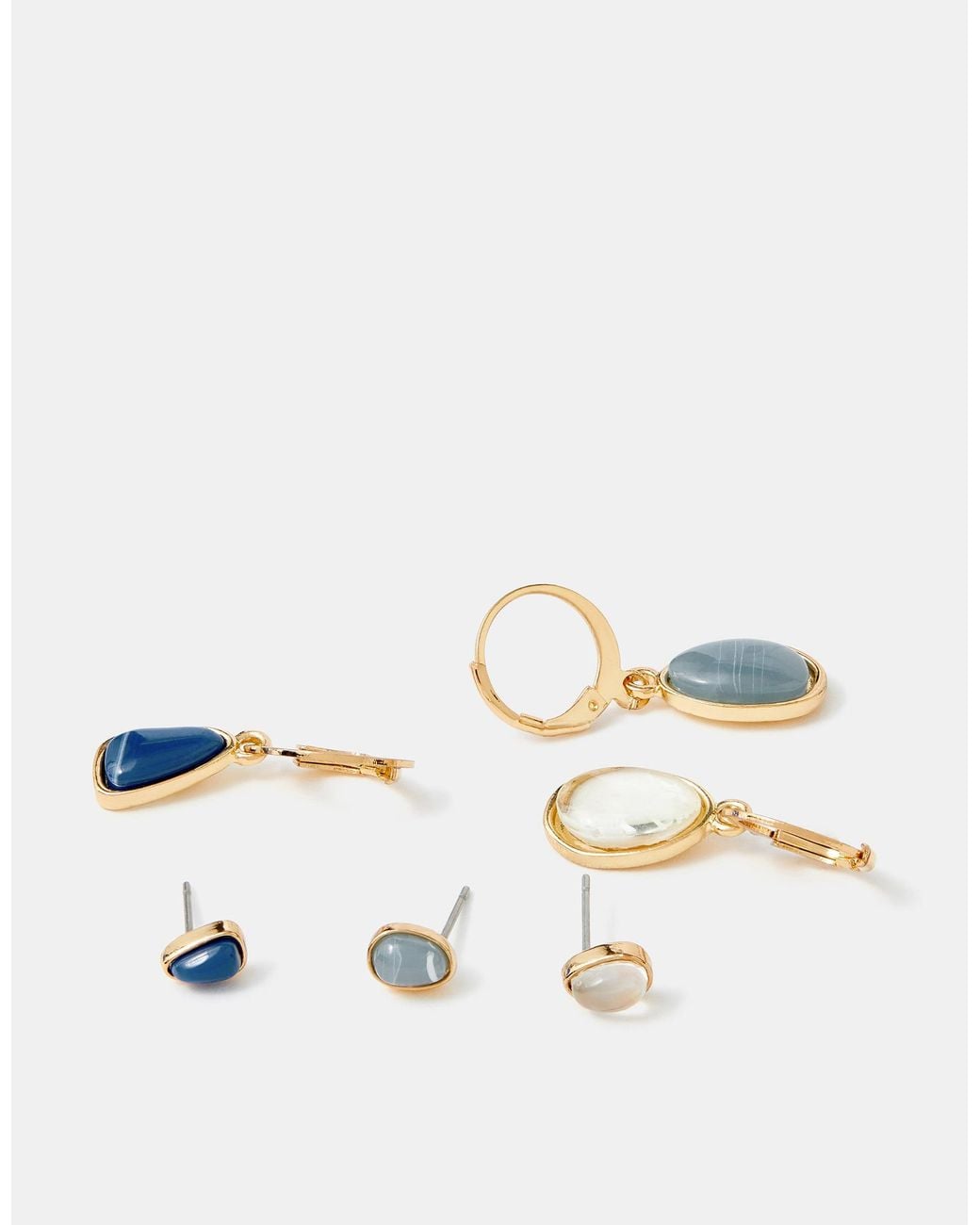 Accessorize White 6-Pack Mother Of Pearl Stone Stud & Hoop Earrings Set