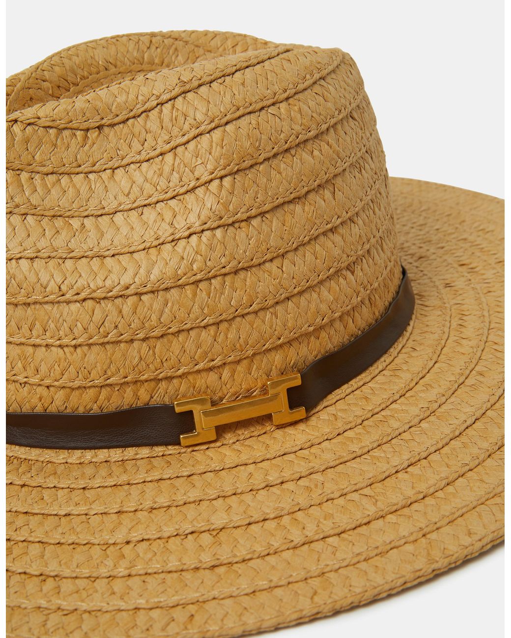 Accessorize Metallic Woven Fedora Hat