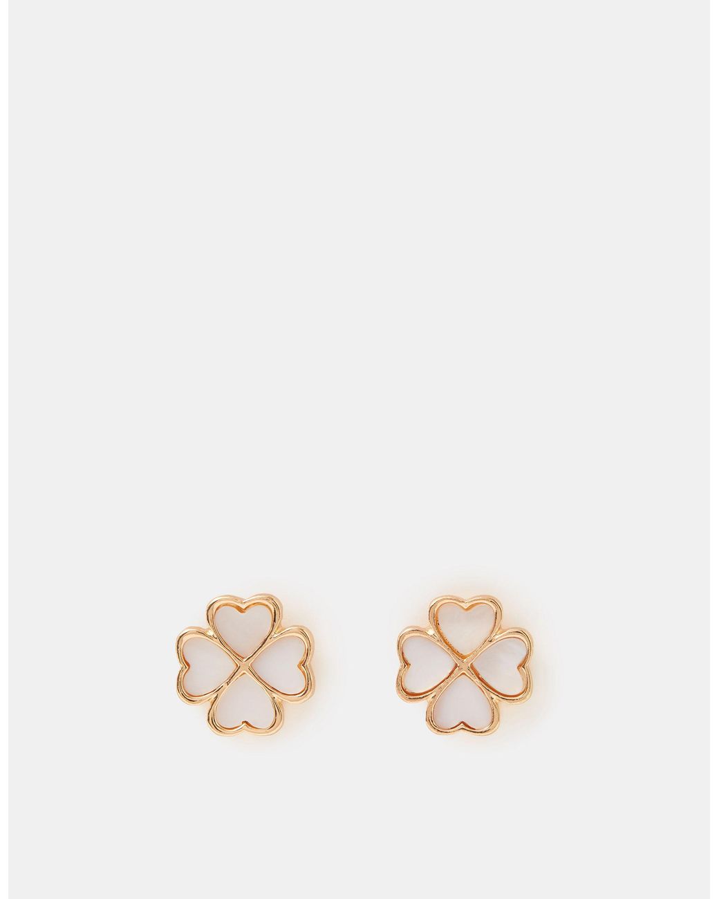 Accessorize Natural Lucky Clover Stud Earrings