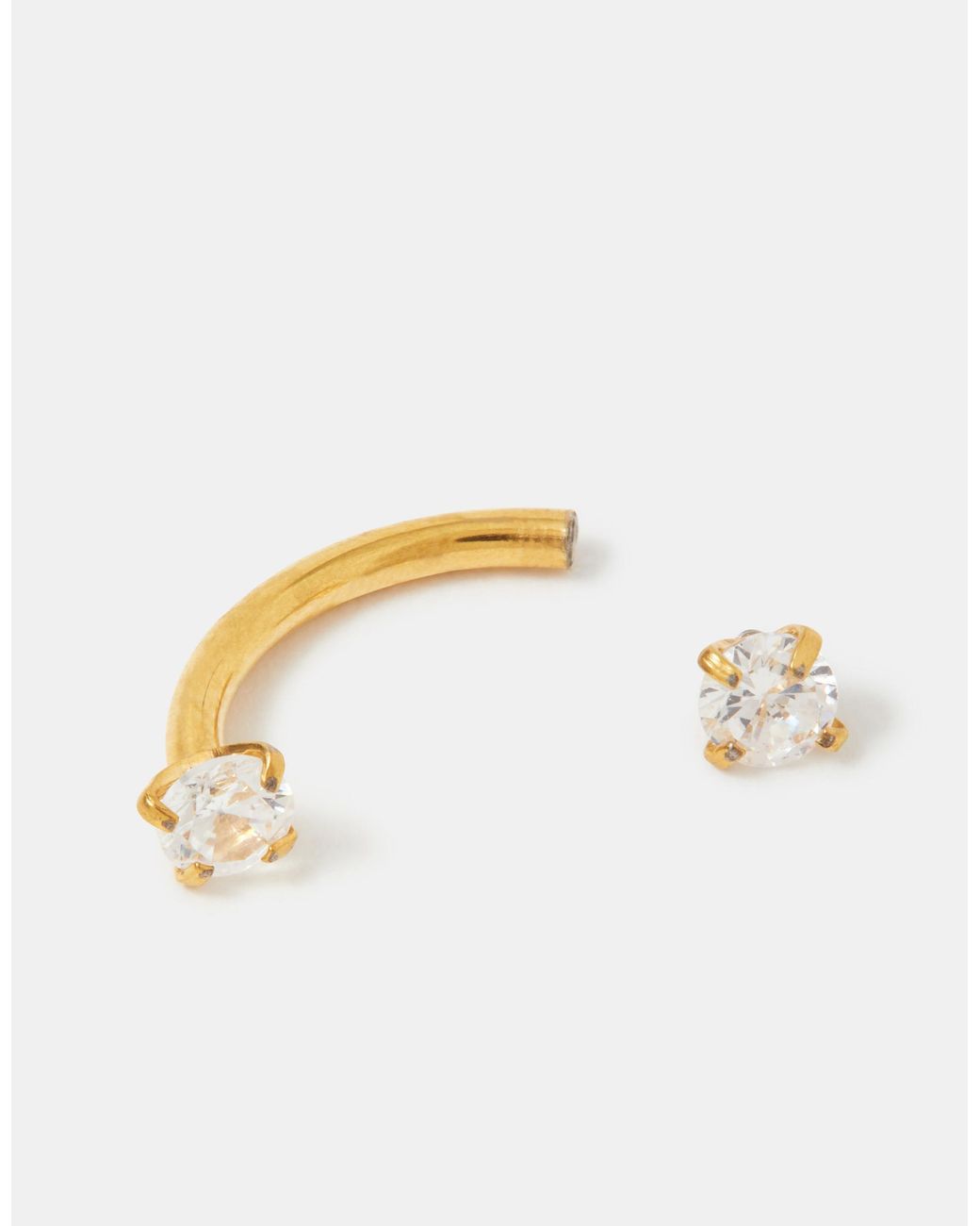 Accessorize Natural 14Ct-Plated Cubic Zirconia Curved Barbell