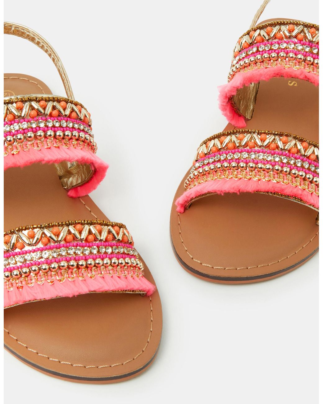 Accessorize Pink Bead Embellished Strap Sandals