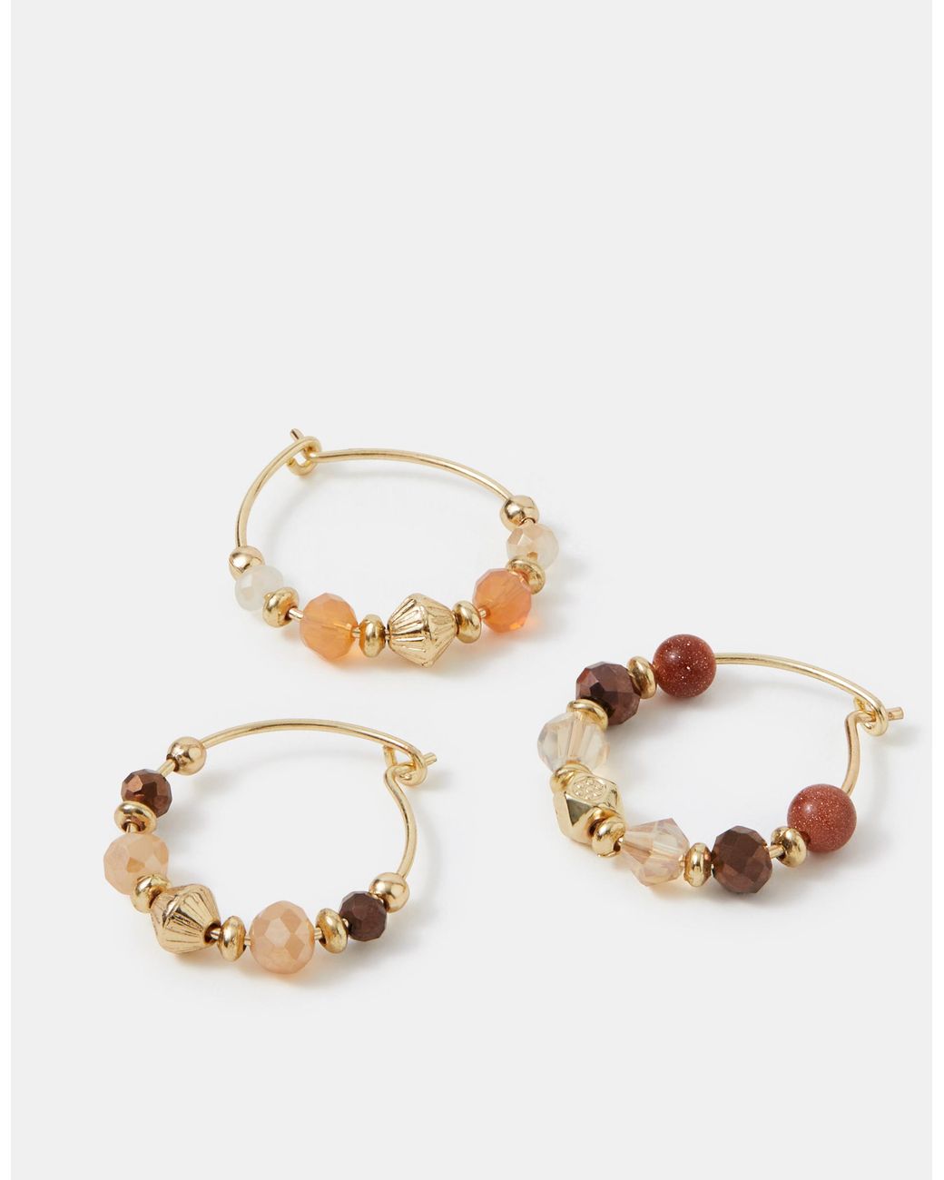 Accessorize Metallic 3-Pack Mini Beaded Hoop Earrings